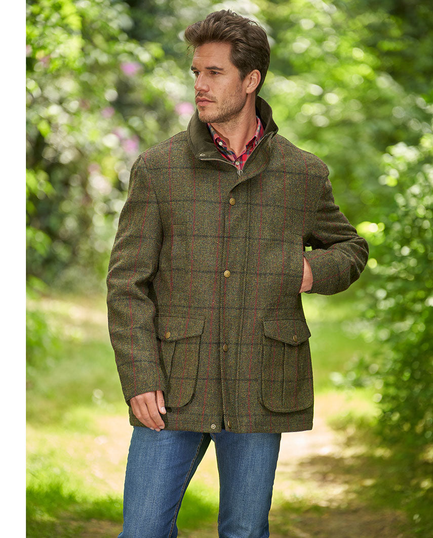 Herren Fieldjacket ''Bristol'' aus Harris Tweed in green overcheck