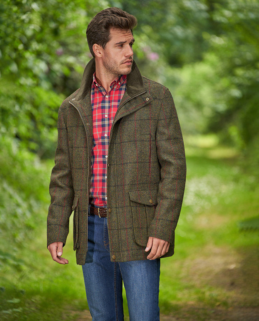 Herren Fieldjacket ''Bristol'' aus Harris Tweed in green overcheck