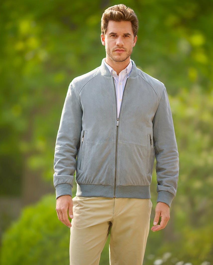 Leder Blouson ”Winston III” für Herren in hellblau