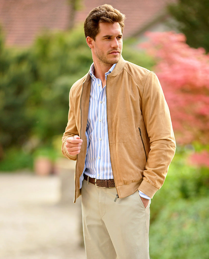 Leather Blouson ”Winston III” for men in light sand