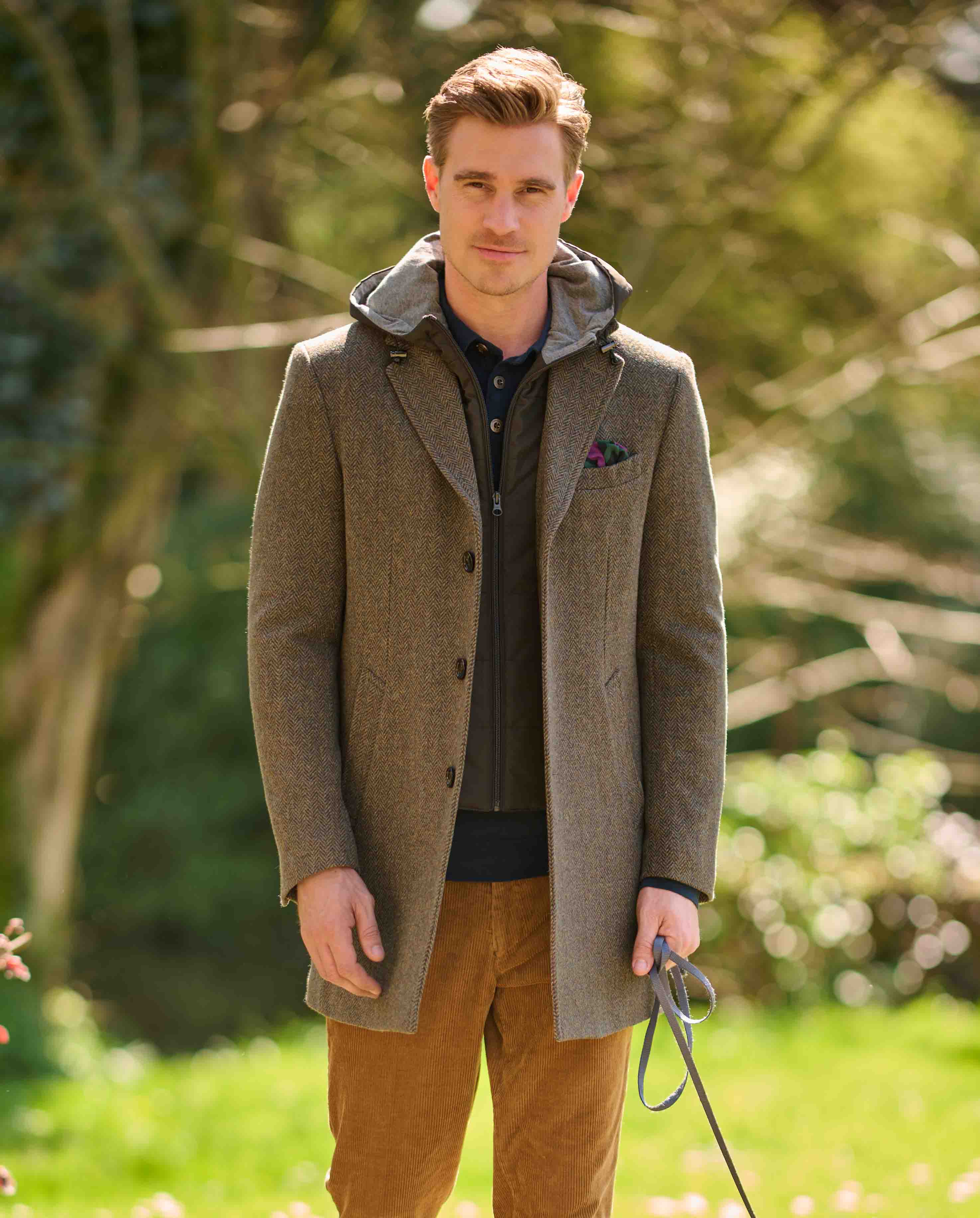 Men's tweed coat "Flynston" with vest insert