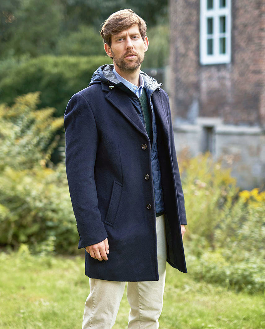 Short coat ''Flynston'' with vest insert in navy