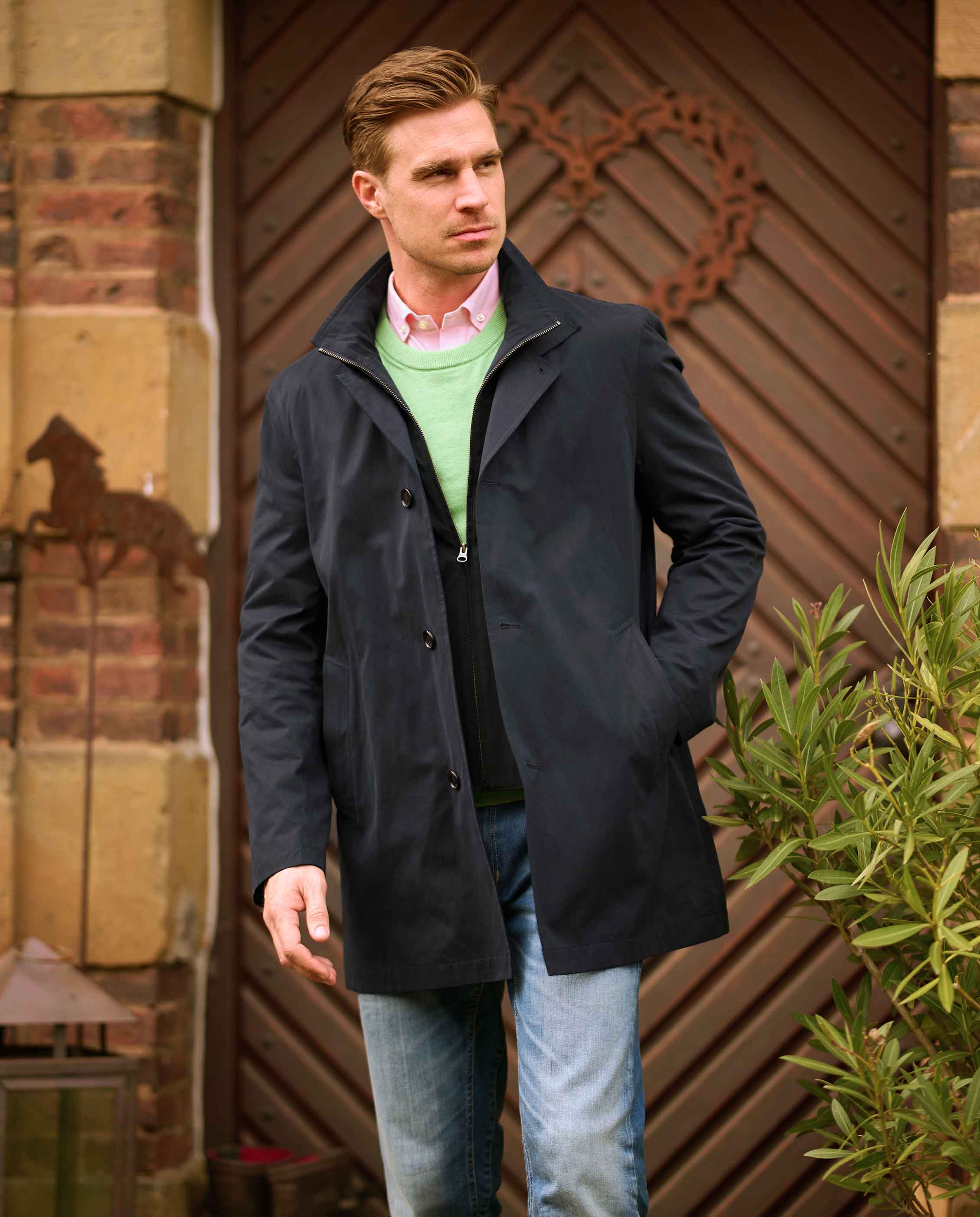 Men's short coat ''Beeford'' with vest insert in navy