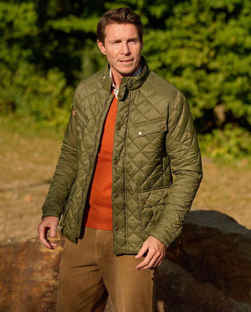 Quilted jacket ”Lingfield” for men in khaki