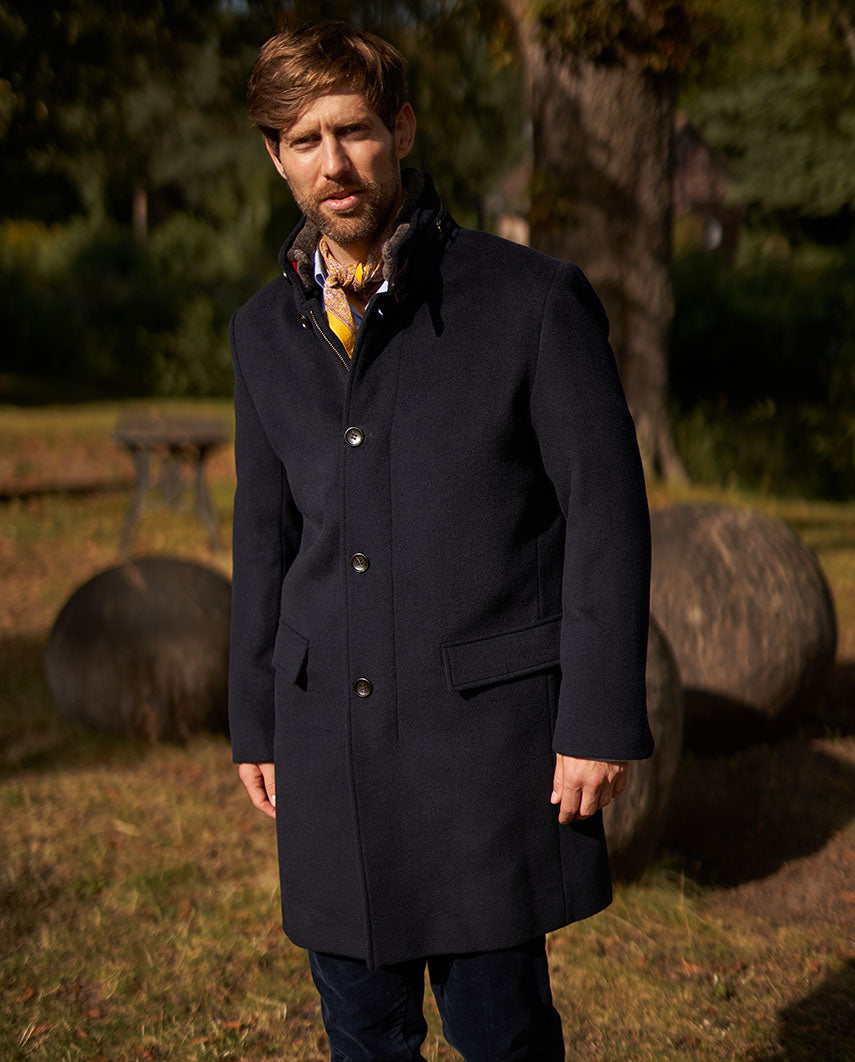 Men’s wool-cashmere coat ”Paul” in navy