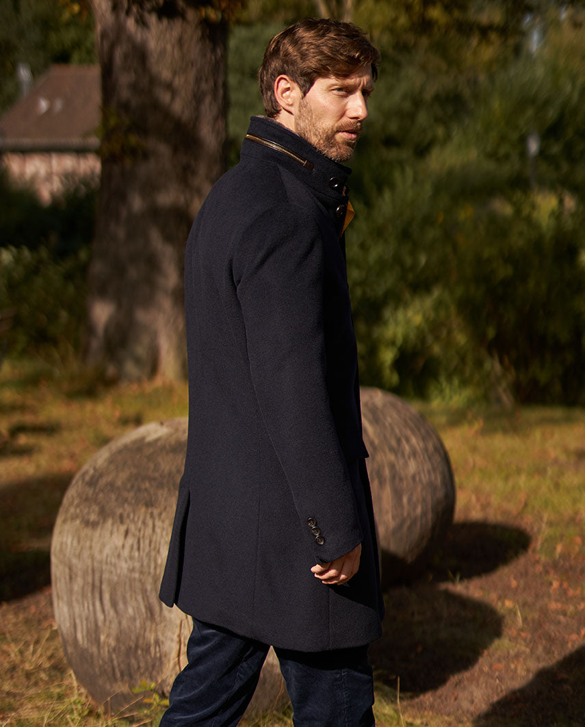 Men’s wool-cashmere coat ”Paul” in navy