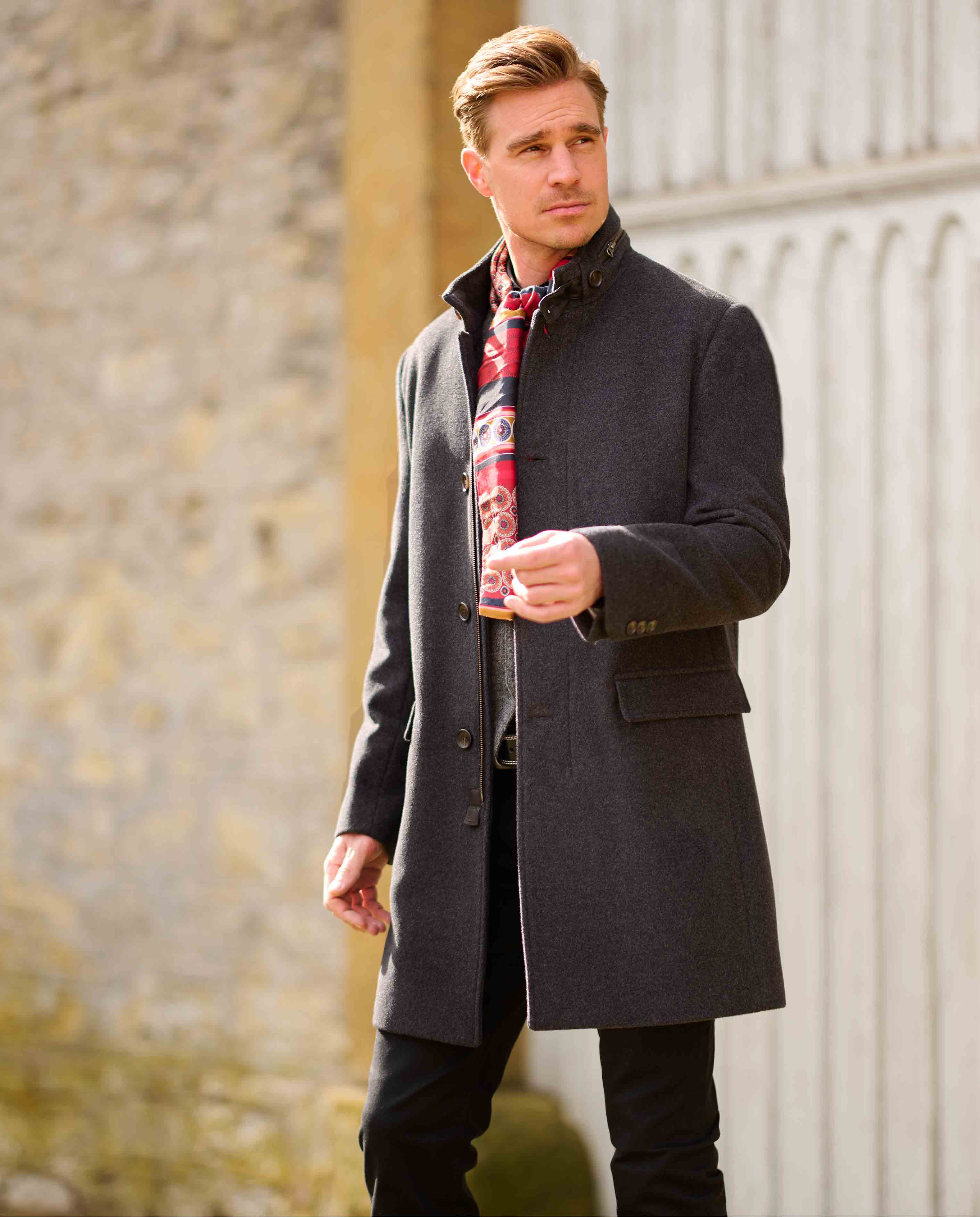 Wool-cashmere coat ''Paul'' for men in anthra