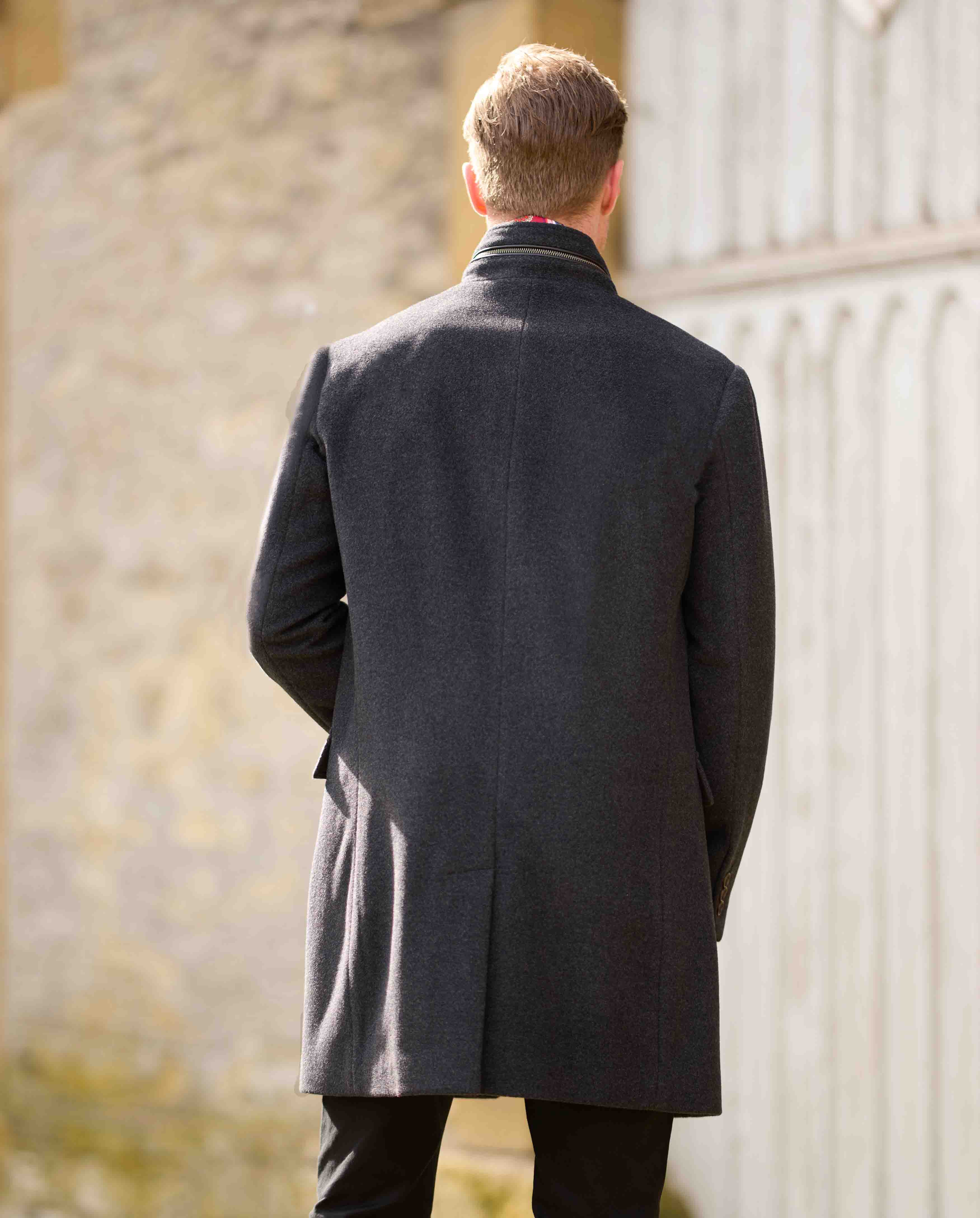 Wool-cashmere coat ''Paul'' for men in anthra