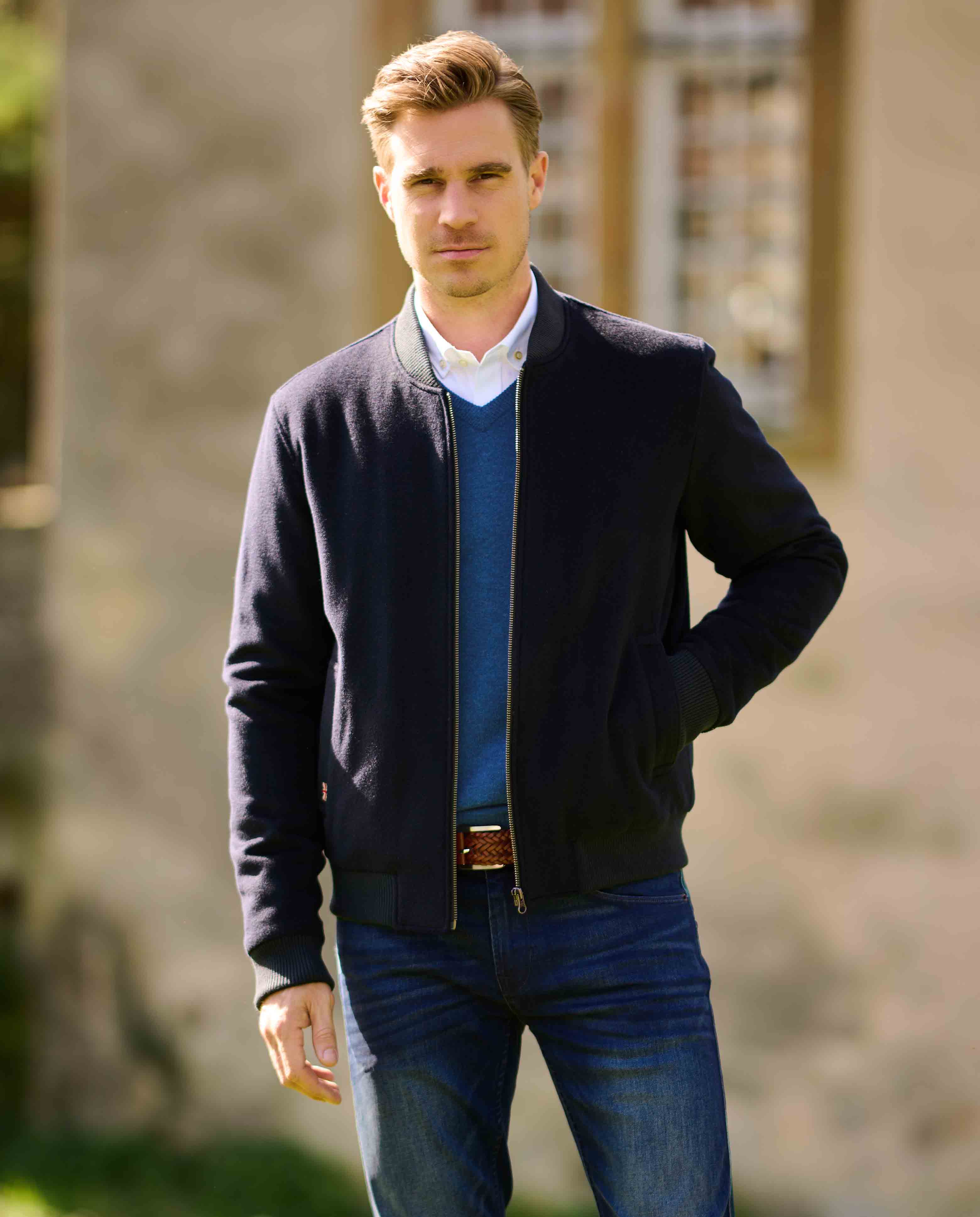 sportlich eleganter Blouson "Lumber" aus Wolle-Kaschmir in navy