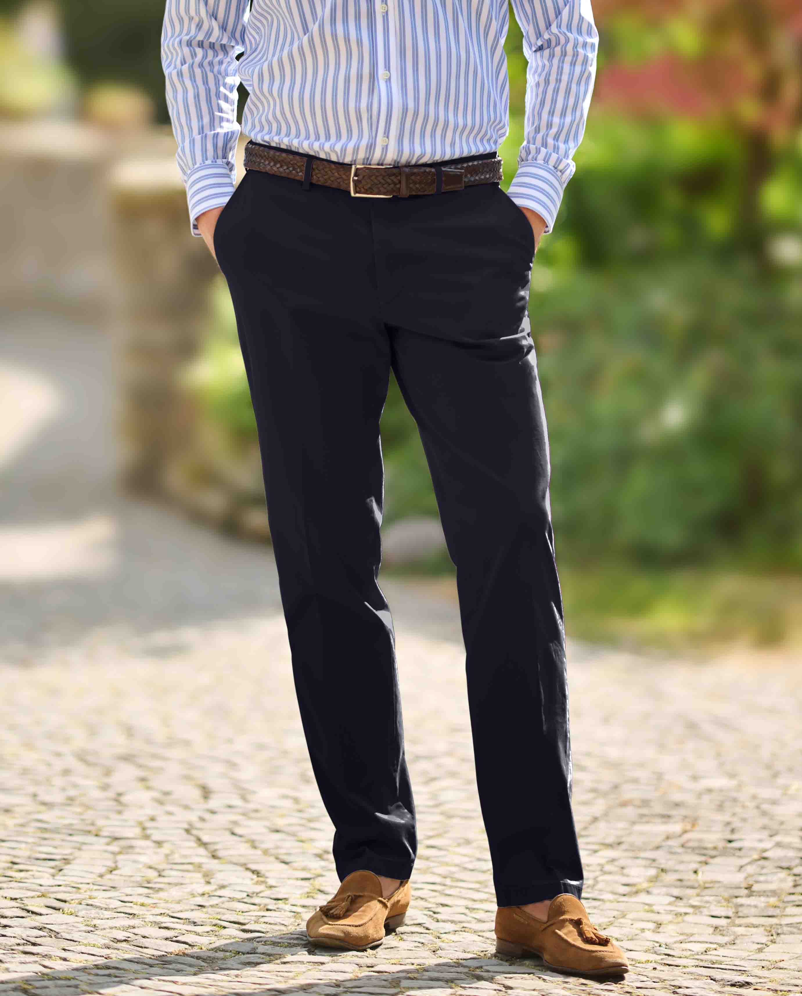 Herren-Winter-Chino ‘Mr. Jones’ in Navy – Premium Pima-Cotton