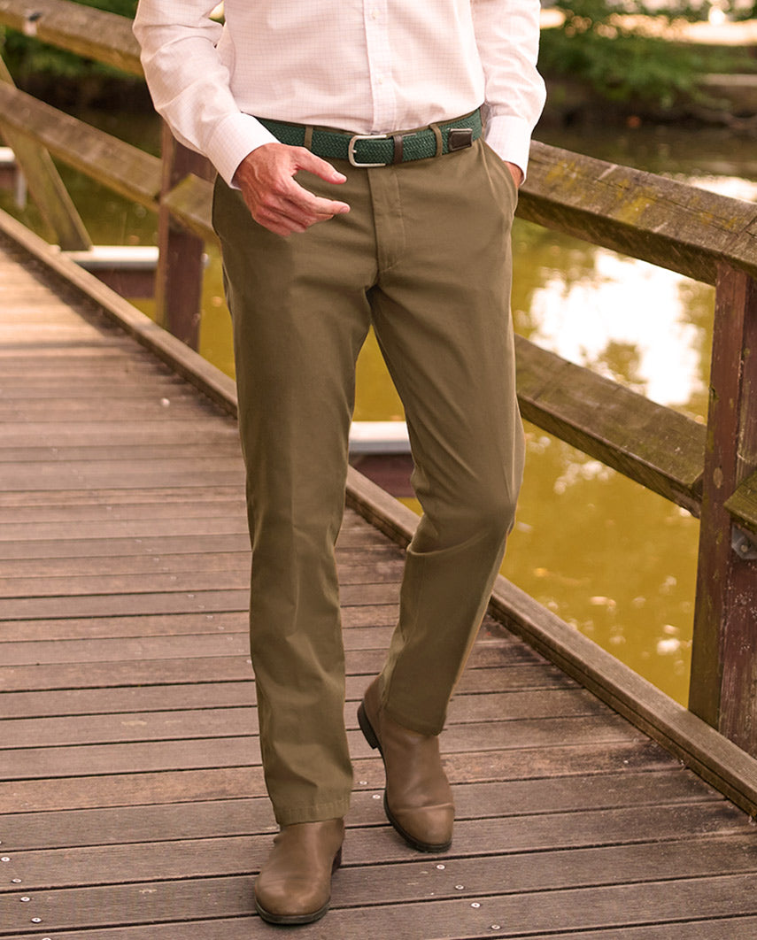 Men's winter chinos 'Mr. Jones' in Mud - Premium Pima Cotton