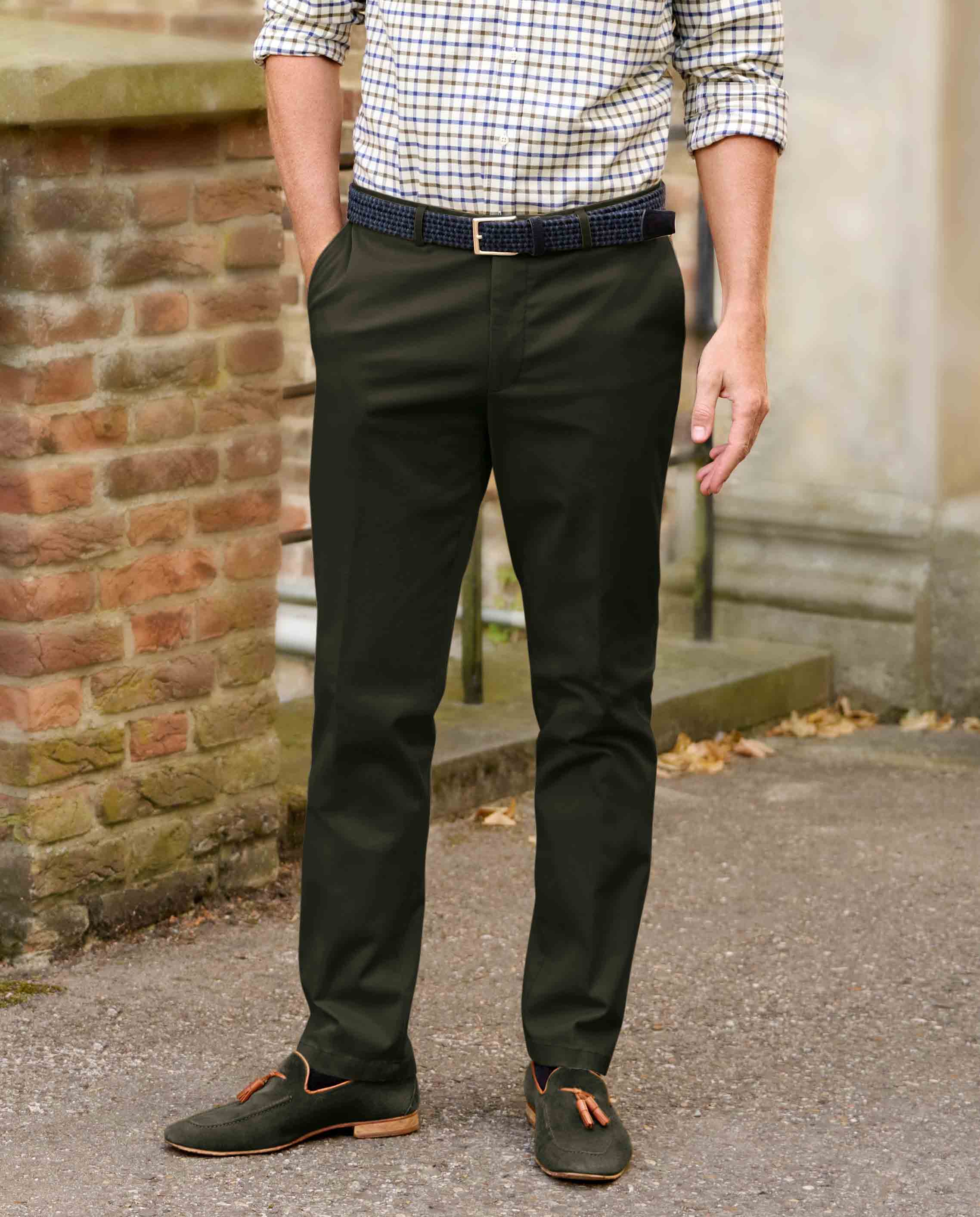 Herren-Winter-Chino ‘Mr. Jones’ in khaki – Premium Pima-Cotton
