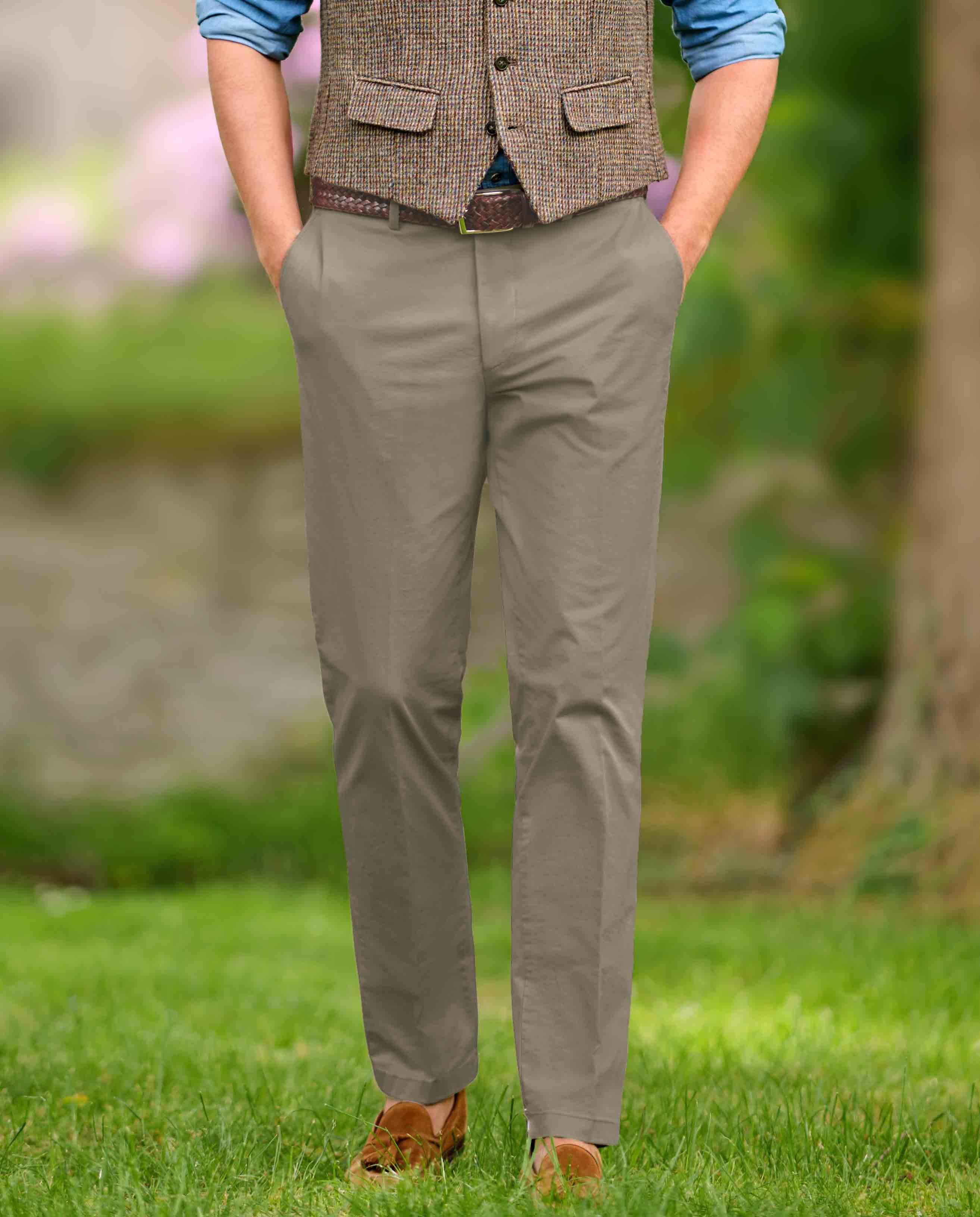 Herren-Winter-Chino ‘Mr. Jones’ in stone – Premium Pima-Cotton
