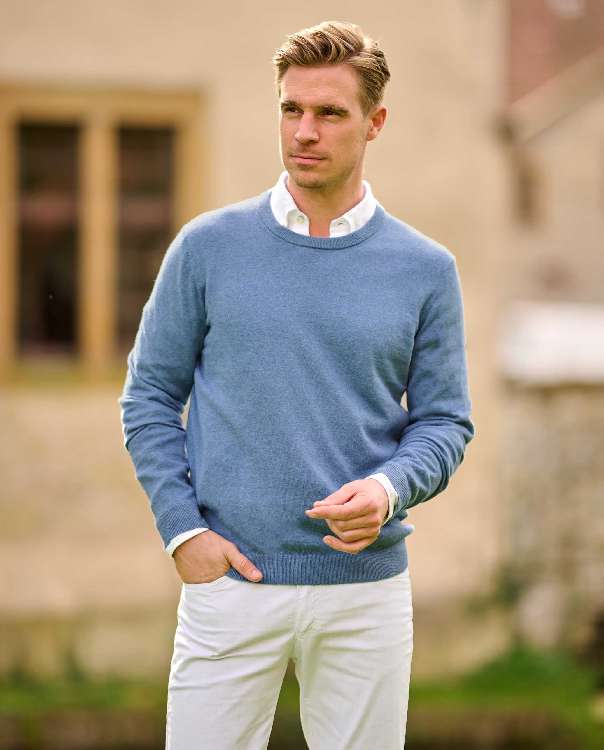 Herren Pullover ''Till'' in blau mit Rundhals