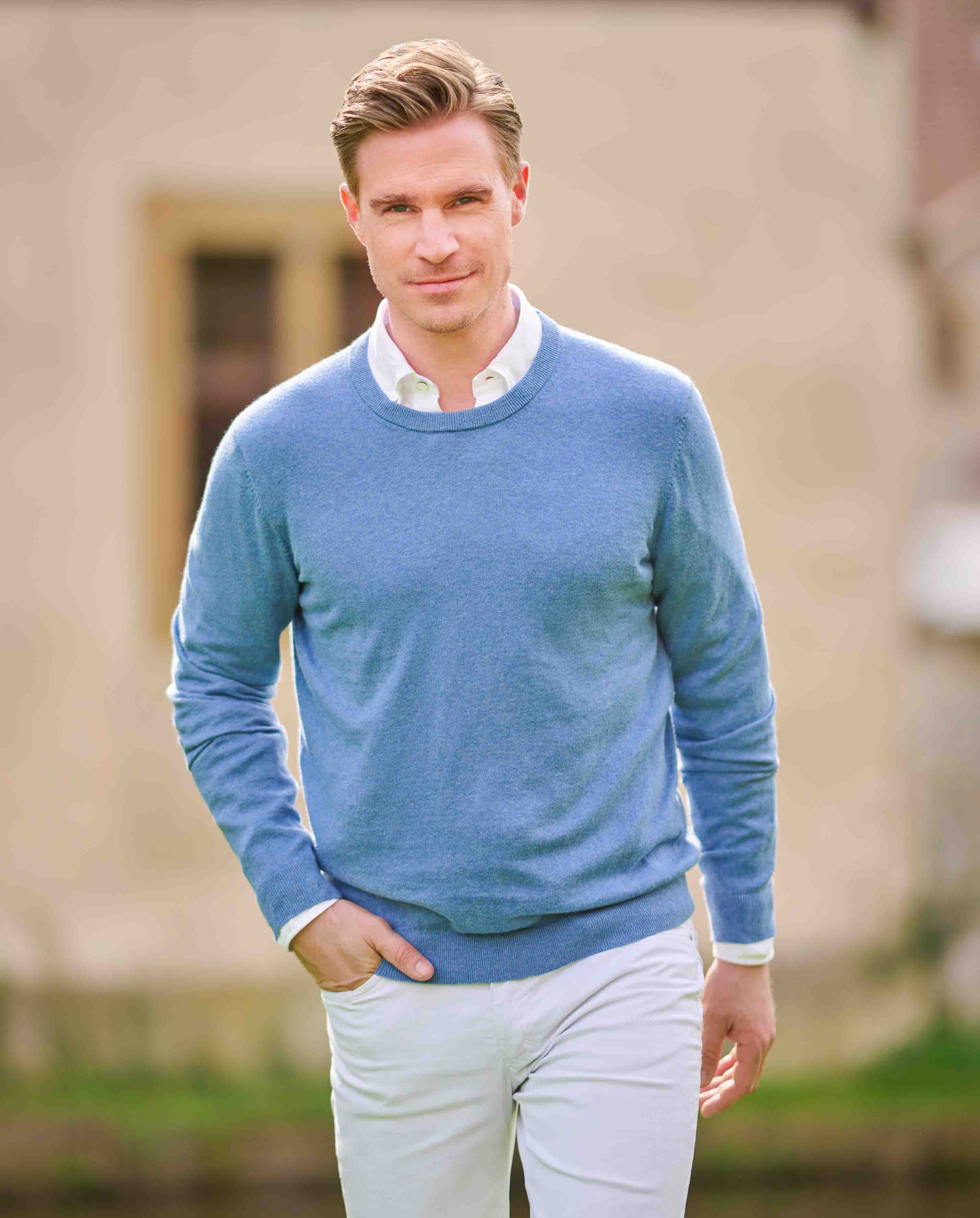 Herren Pullover ''Till'' in blau mit Rundhals