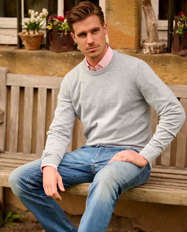 Herrenpullover Rundhals "Till" in grau