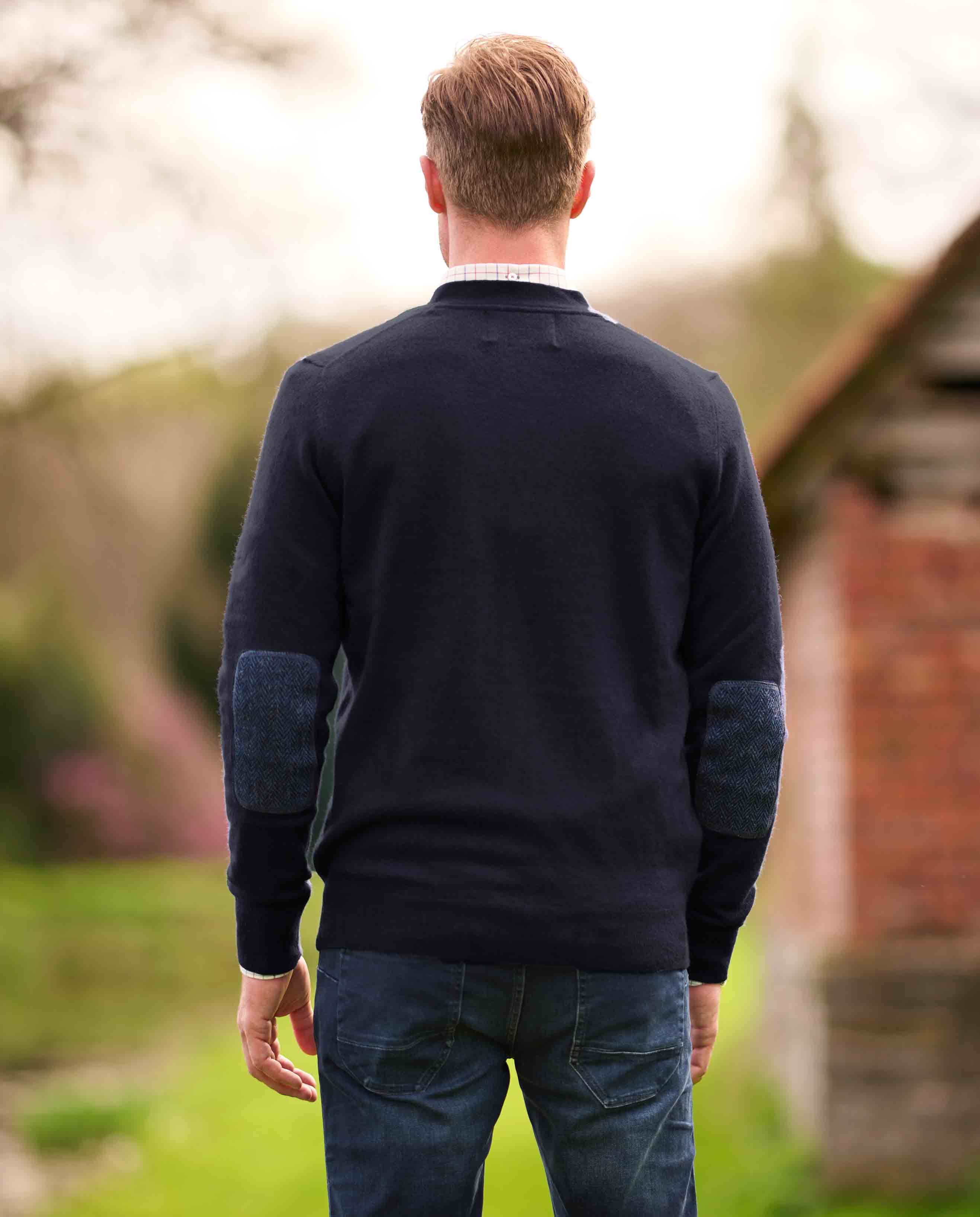 Herren Cardigan aus Merino Wolle in navy