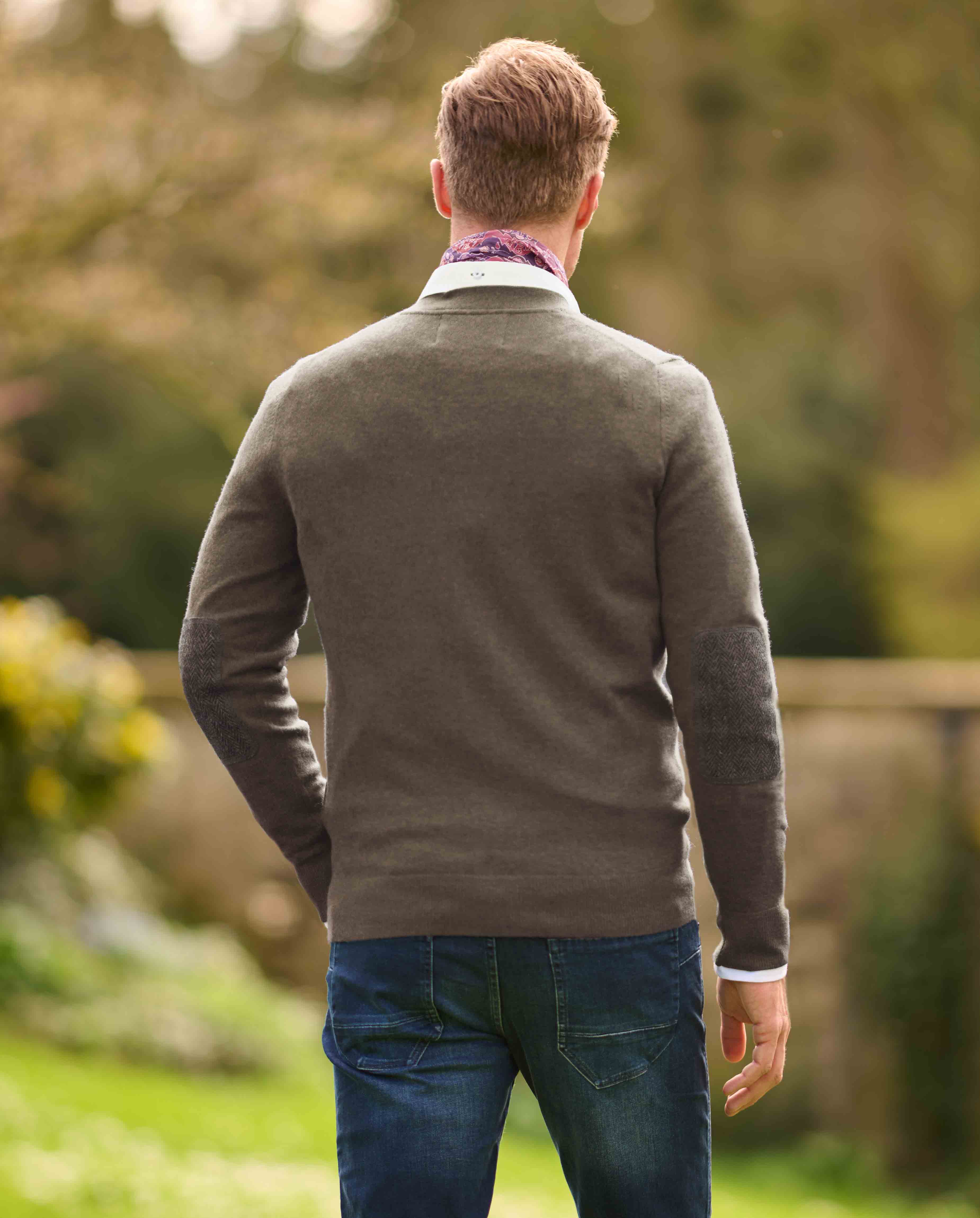 Brauner Herren Cardigan aus Merino Wolle