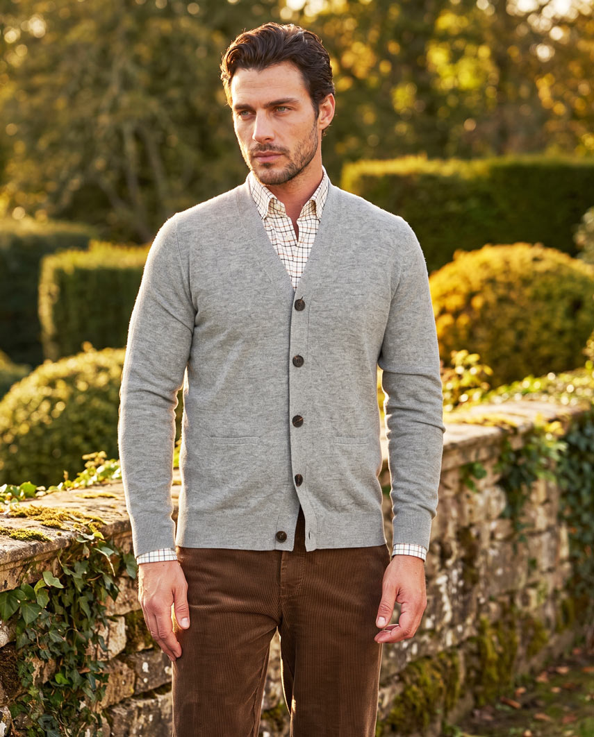 Herren Merino-Strickjacke "The Cardigan" in cloud grey