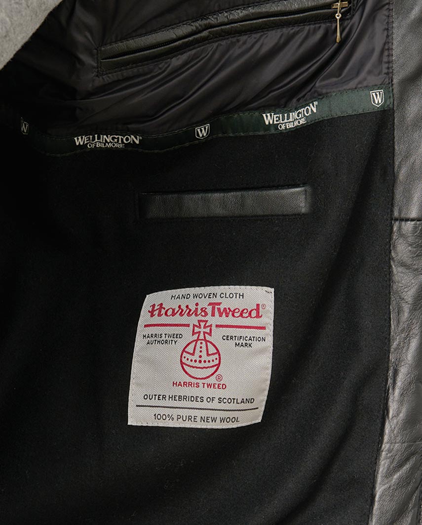 Harris Tweed Steppweste Herren – Levi Vest in Anthra Herringbone