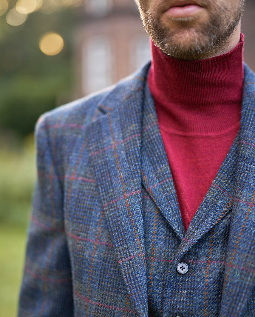 Harris Tweed Sakko ''London'' in multi-blue Tweed