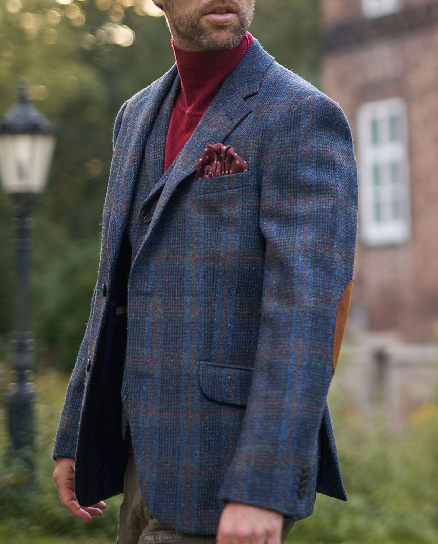 Harris Tweed Sakko ''London'' in multi-blue Tweed