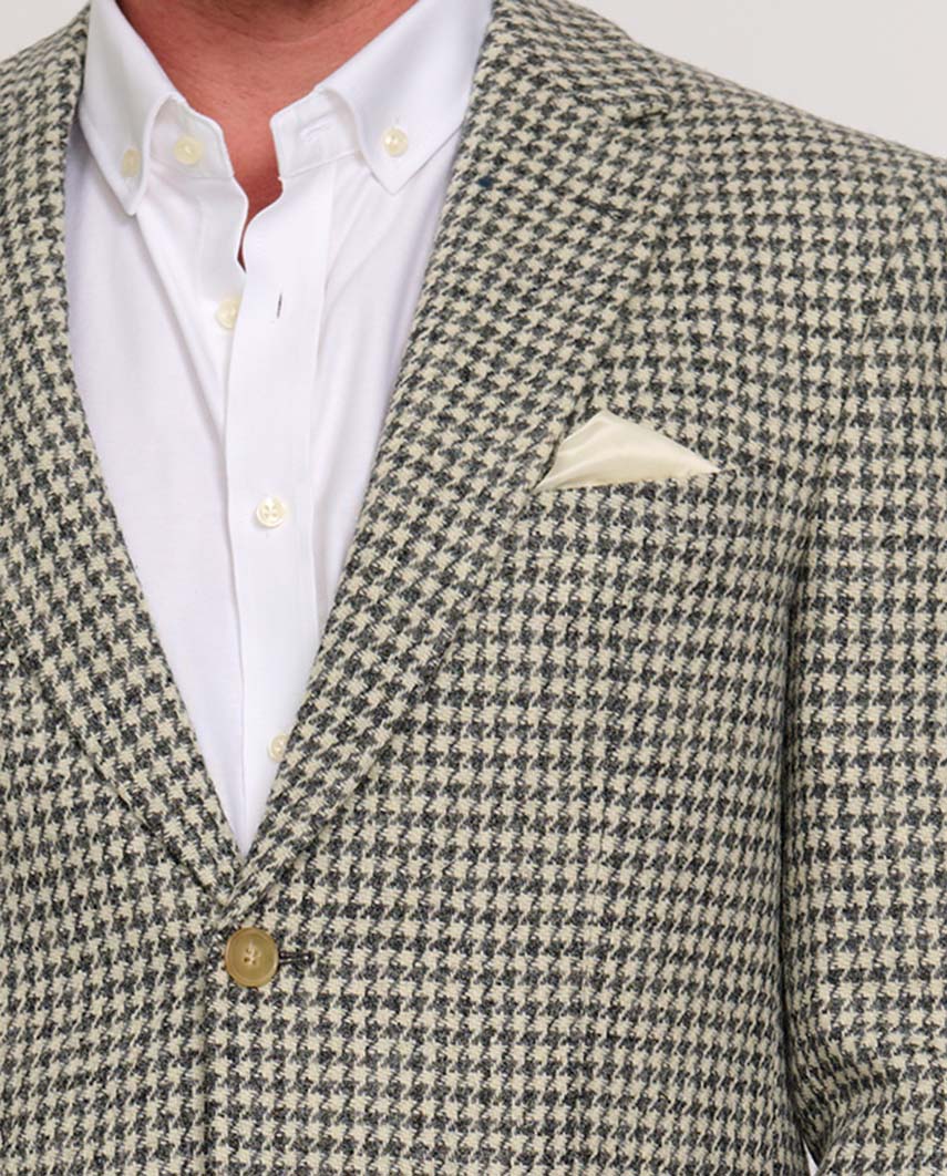 Harris Tweed Sakko "London" in grey-cream houndstooth