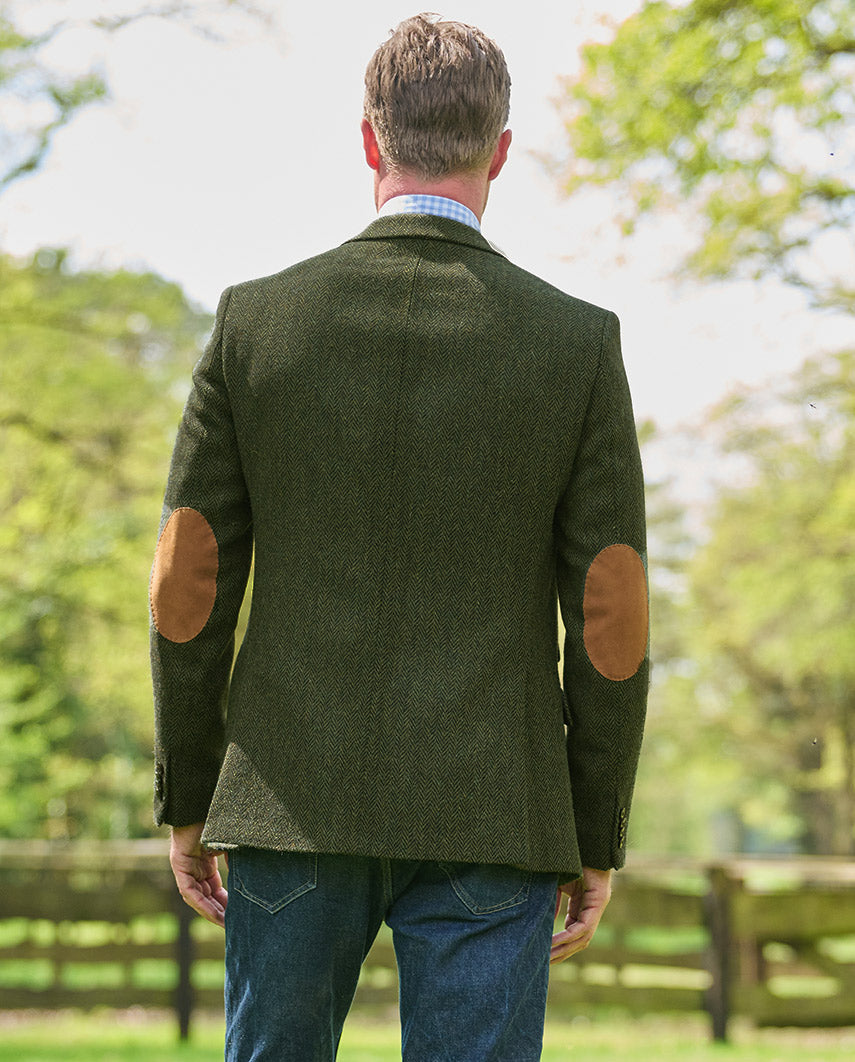 Harris Tweed jacket ''London'' in green Island Herringbone