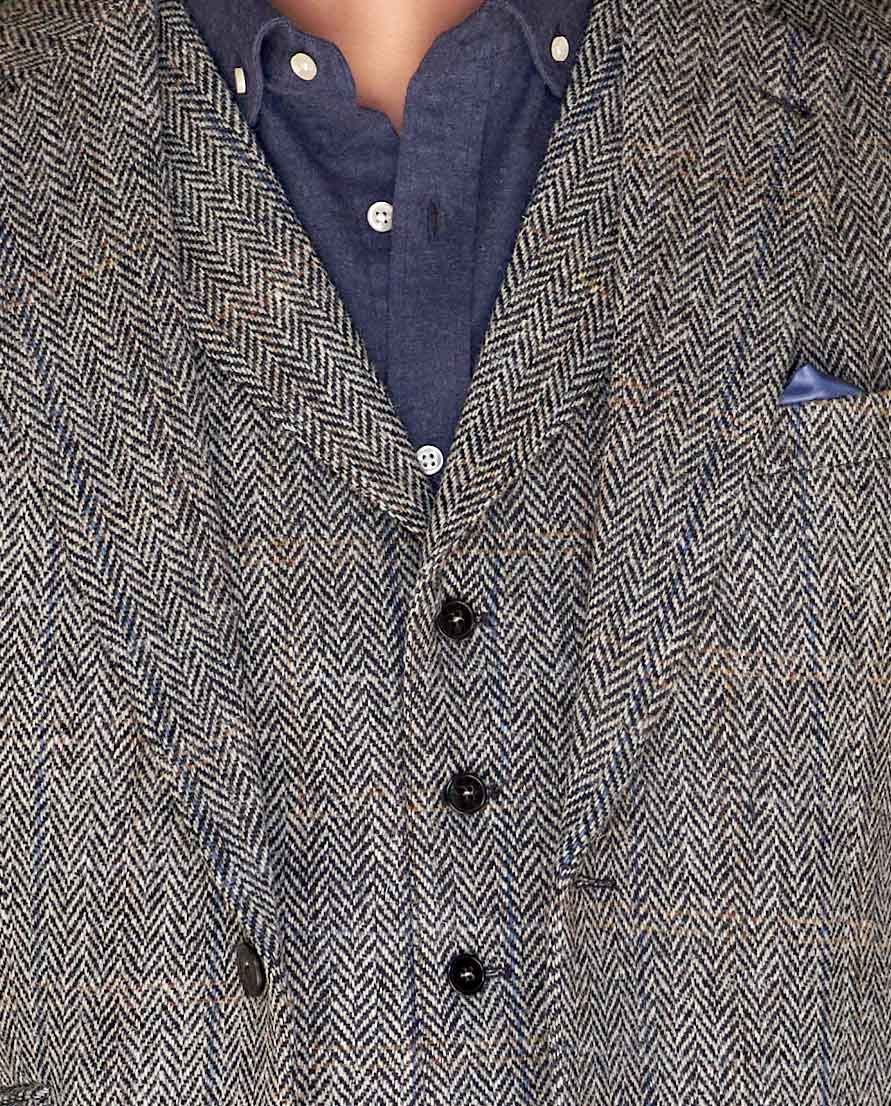 Harris Tweed jacket ''London'' in gray herringbone