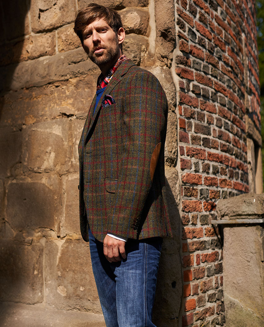 Harris Tweed jacket ''London'' in red-blue check