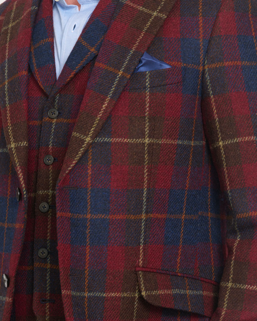 Harris Tweed colbert "London" in berry check