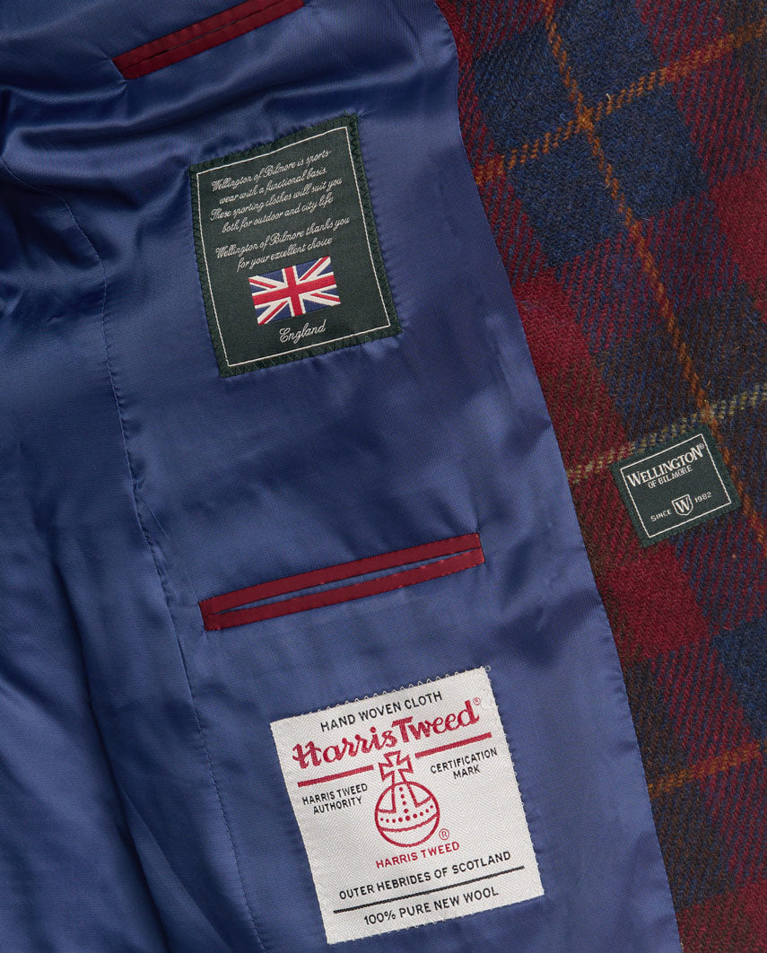 Harris Tweed colbert "London" in berry check