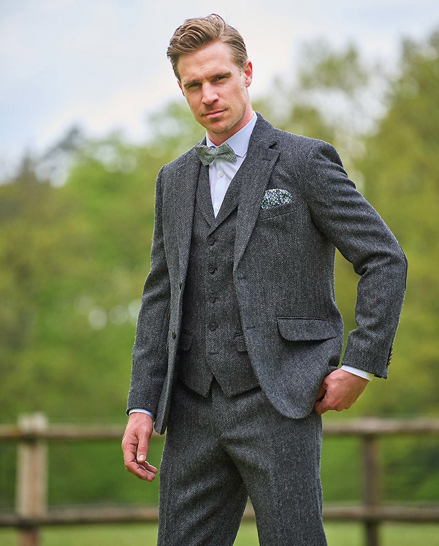 Harris Tweed Sakko "London" in anthra Herringbone