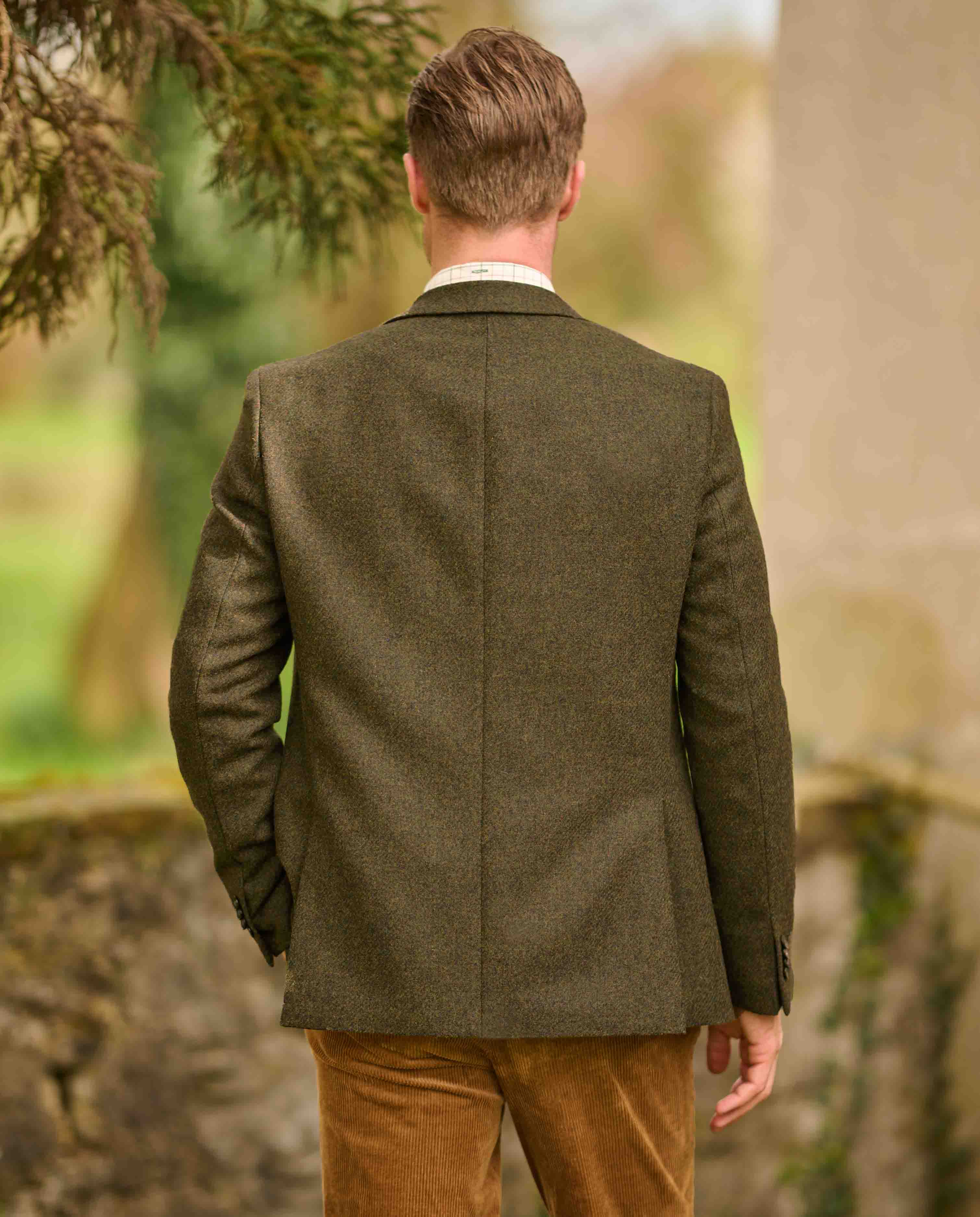 Tweed Sakko "London" in dunkel grün melange