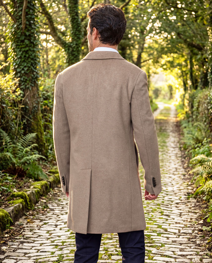 Herrenmantel ''Howard'' in taupe aus Woll-Kaschmirmix