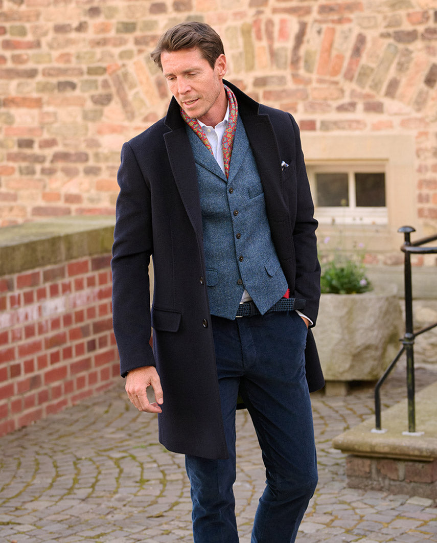 Coat ”Edwin” in wool-cashmere quality in navy