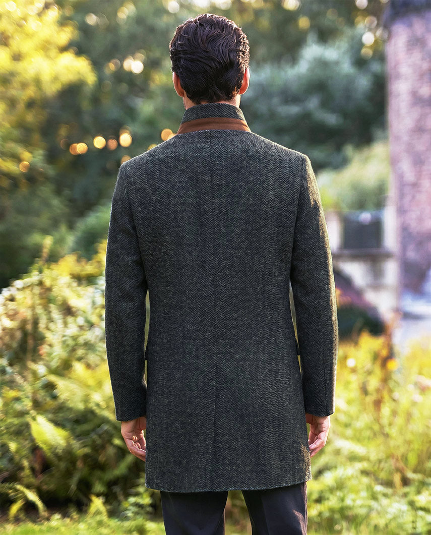 Harris Tweed Herrenmantel „Southhampton“ – Seastone Navy Herringbone