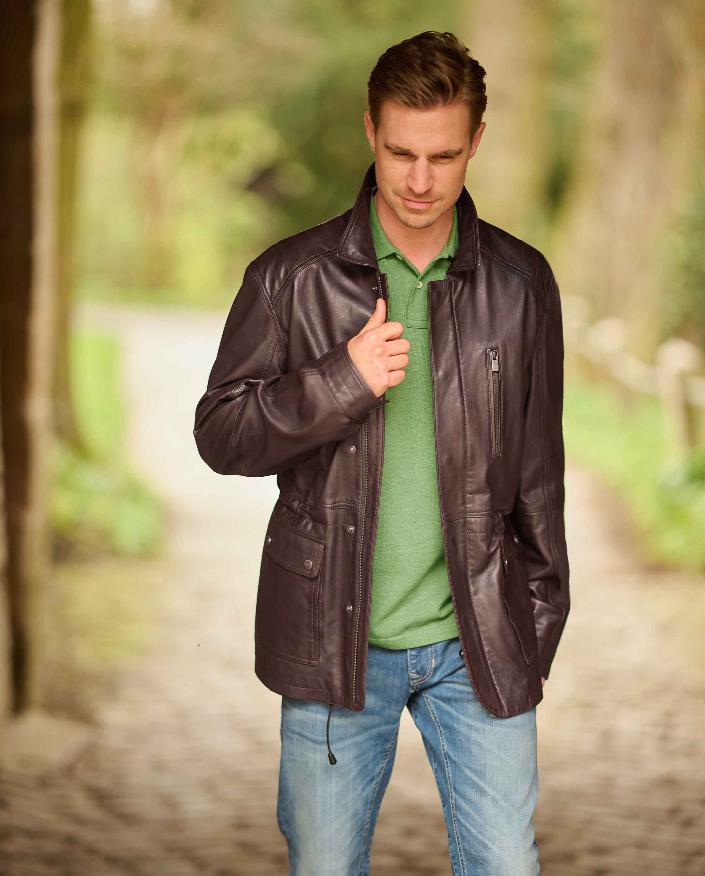 Herren Lederjacke ''Seattle'' aus Lammnappaleder in dark brown