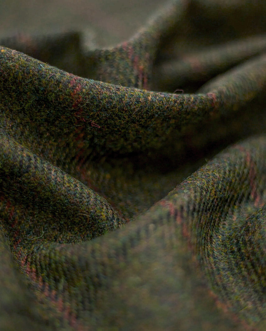 Tailor - Harris Tweed Waistcoat with Silk Back in "Green Overcheck"