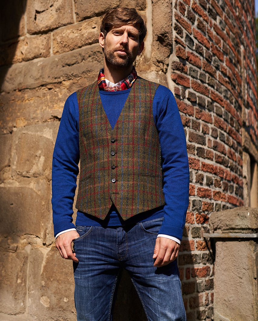 Harris Tweed Weste ”Tailor” in red-blue Check