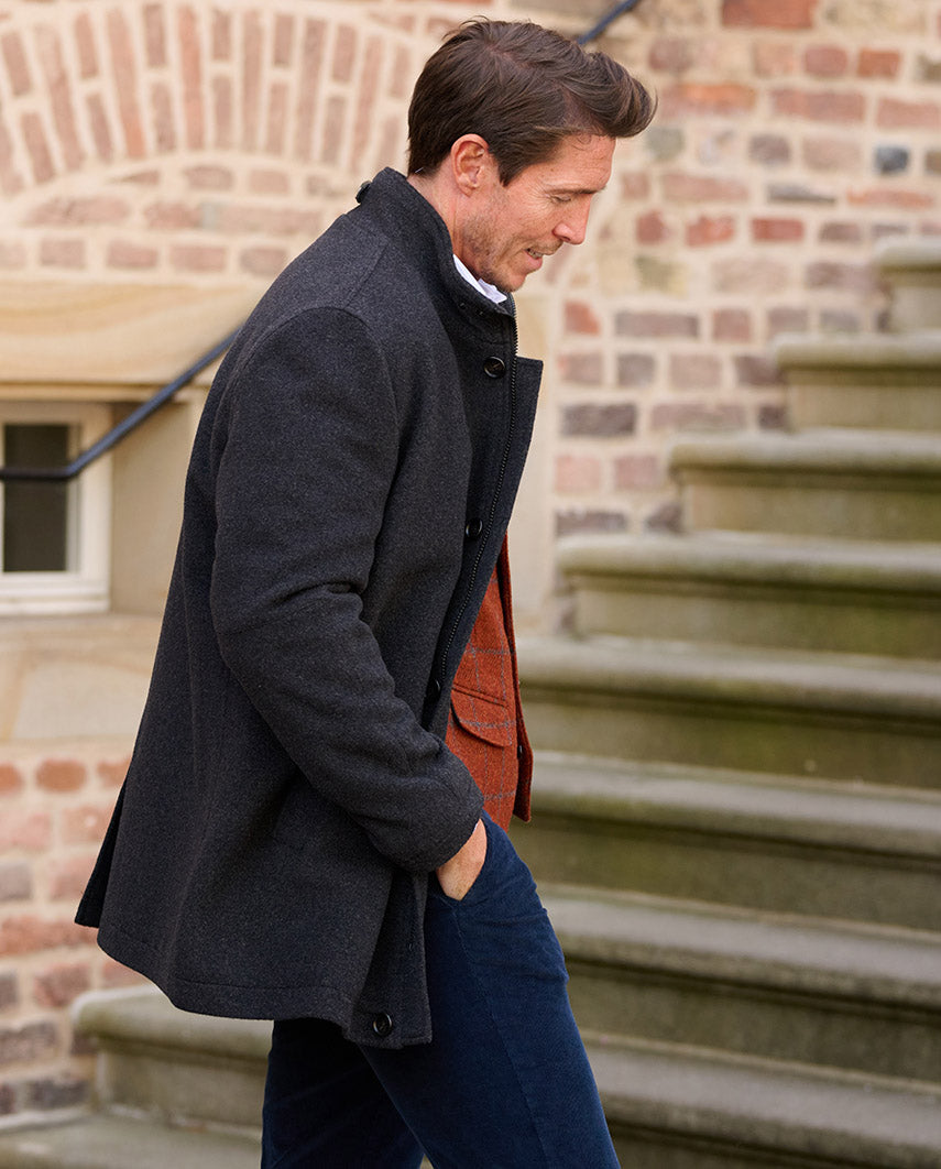 Stylish men's jacket "Brooklyn" made of wool-cashmere in anthra