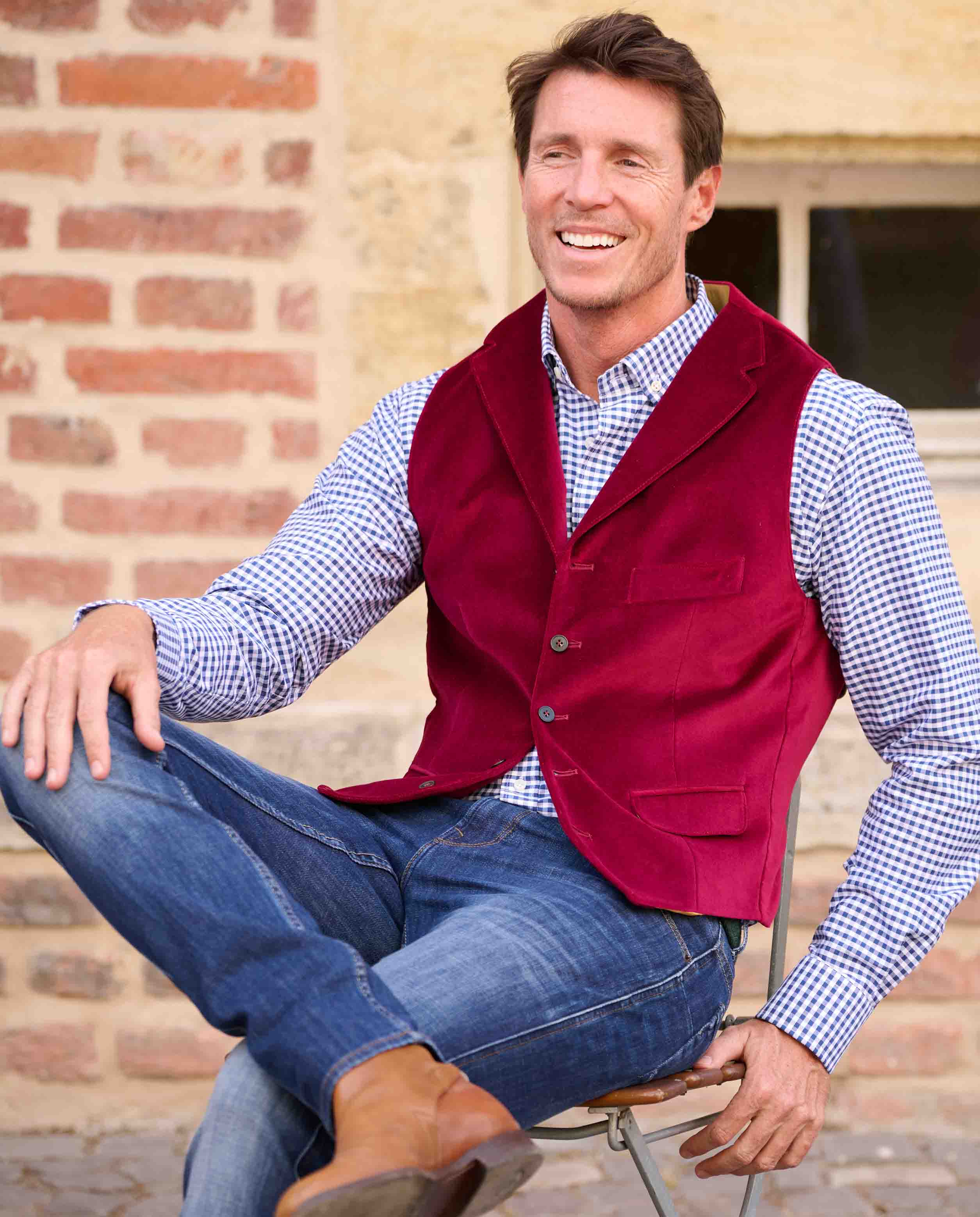 Herren Samt Weste "Wales" in rot