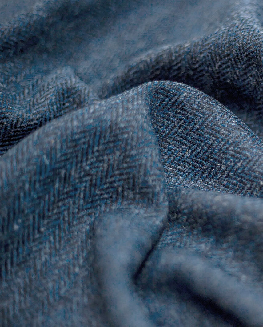 Harris Tweed Weste "Wales" in blue herringbone