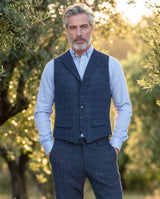 Harris Tweed Weste "Wales" in scottish blue