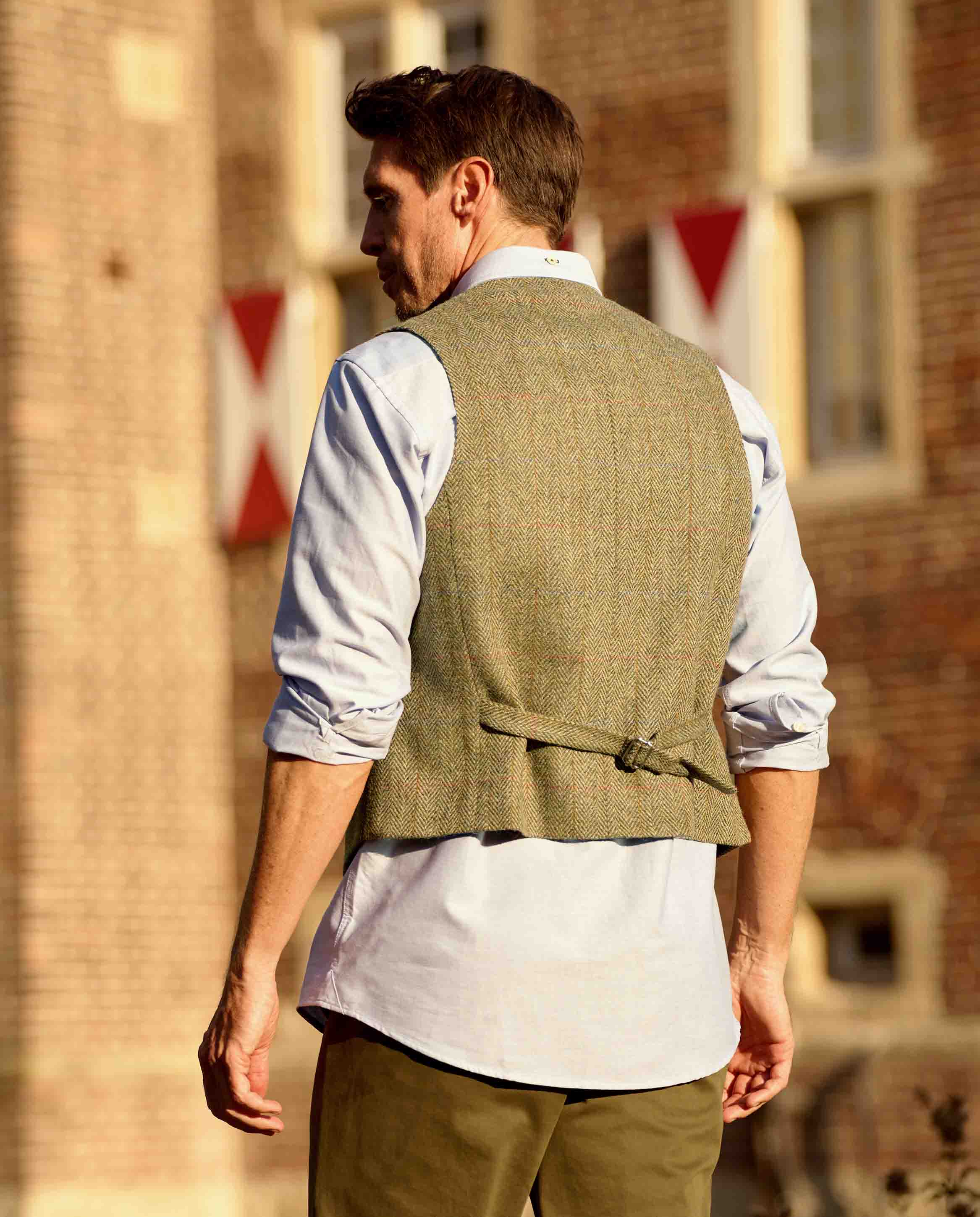 Harris Tweed Weste ''Wales'' in light green