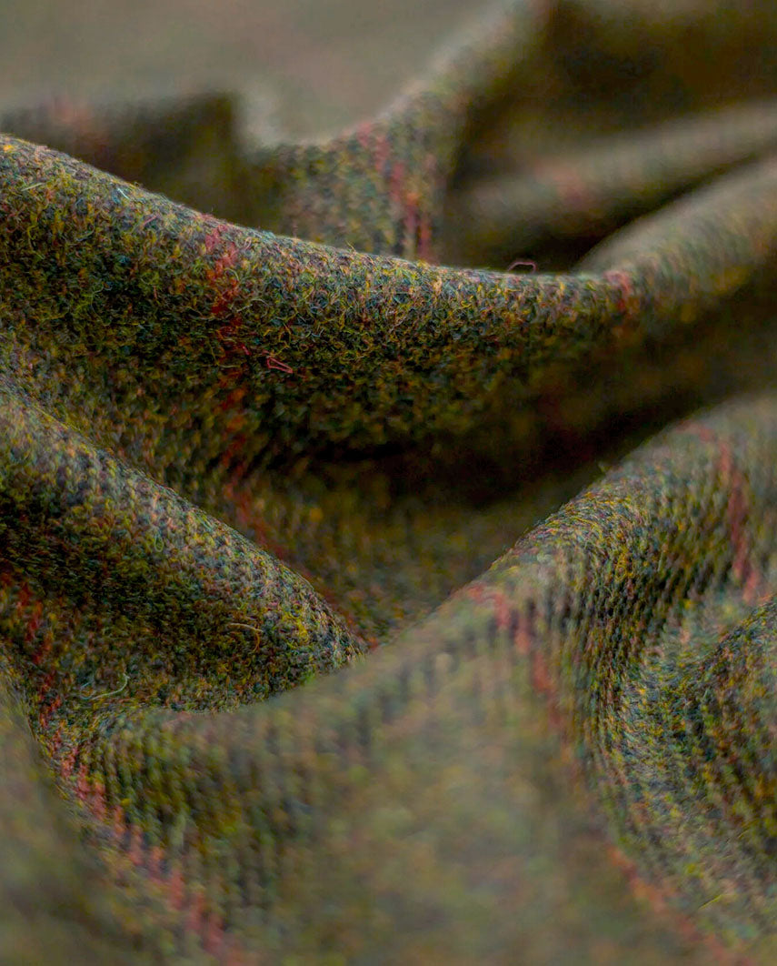 Harris Tweed Weste "Wales" in green Overcheck