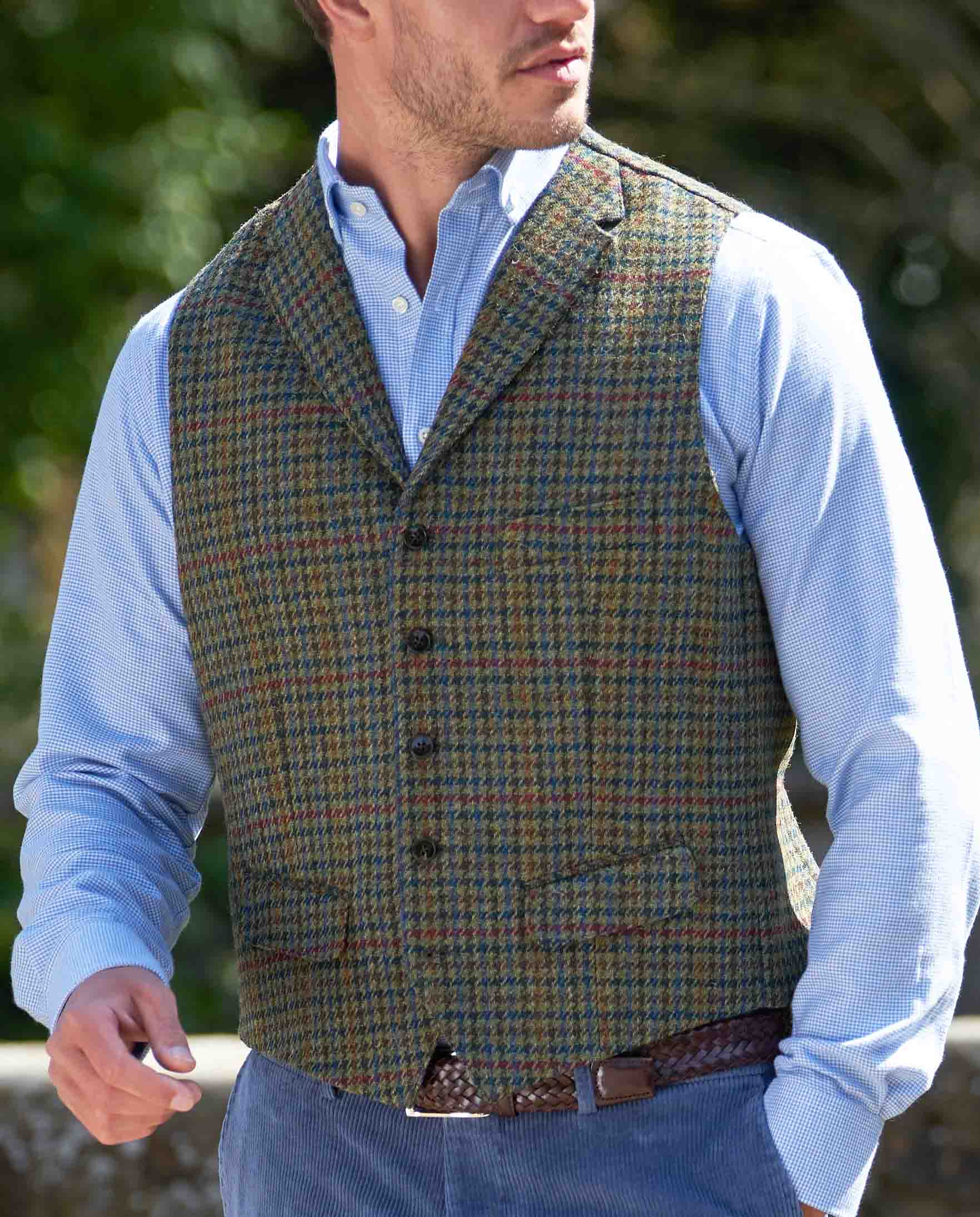 Harris Tweed Weste "Wales" in green Castle