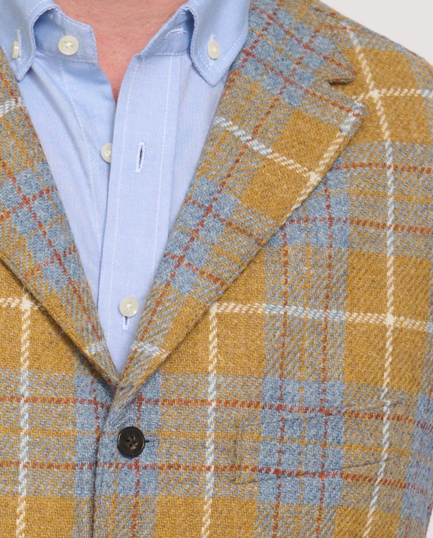 Harris Tweed Weste "Wales" in amber check