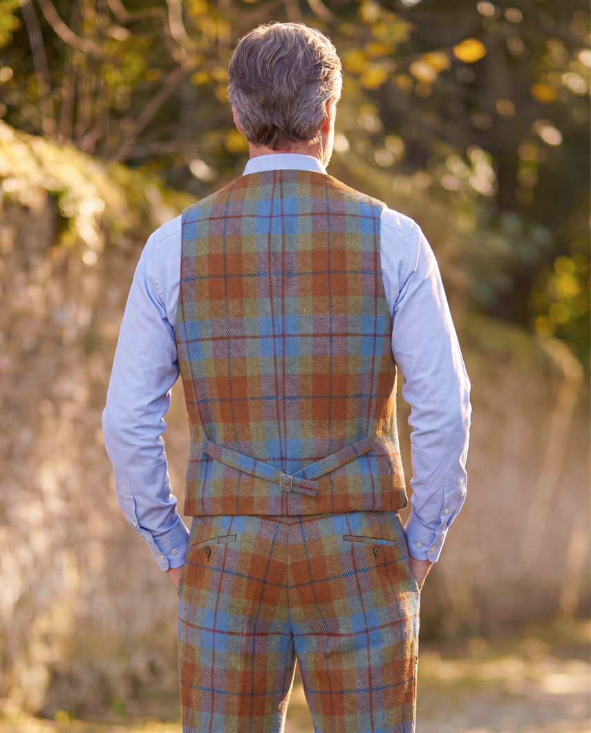 Harris Tweed Weste "Wales" in Gold Tartan