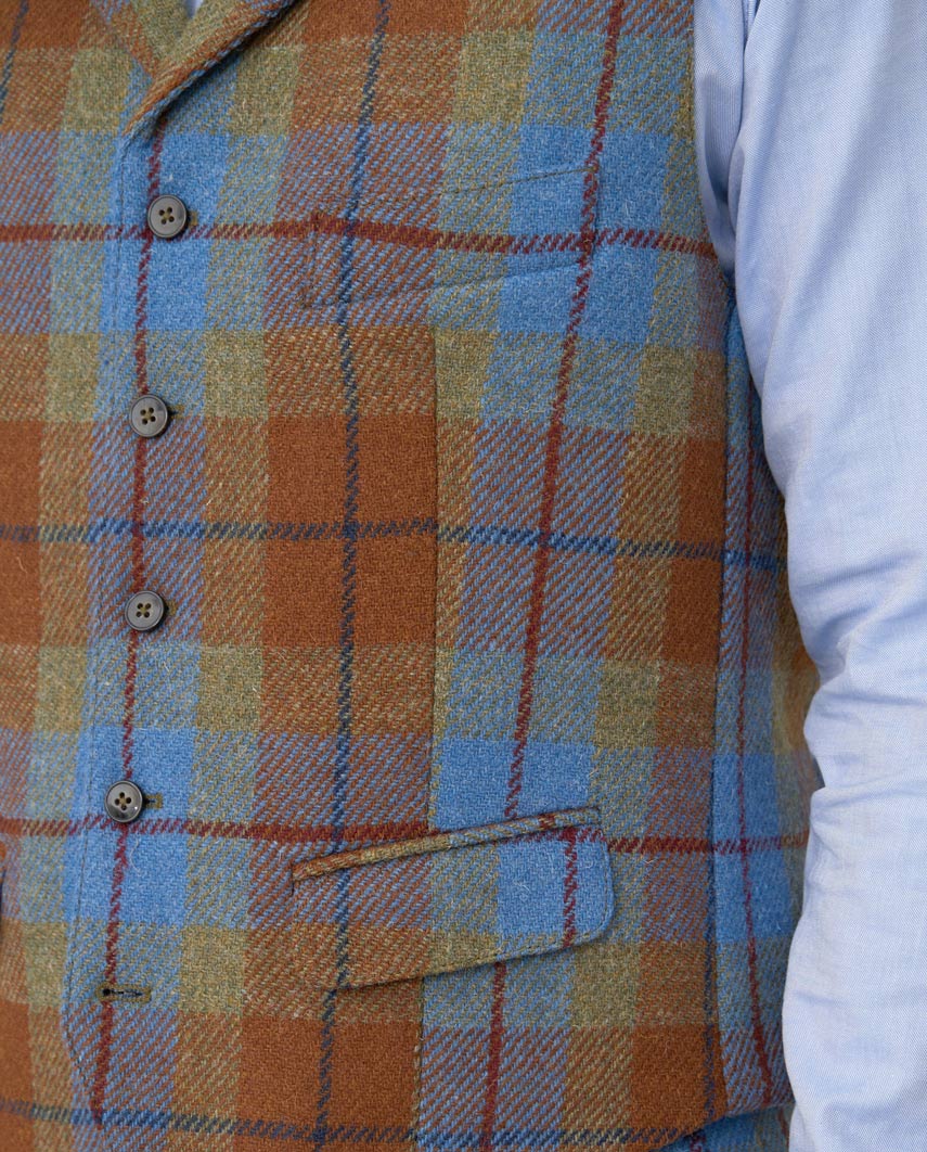 Harris Tweed Weste "Wales" in Gold Tartan